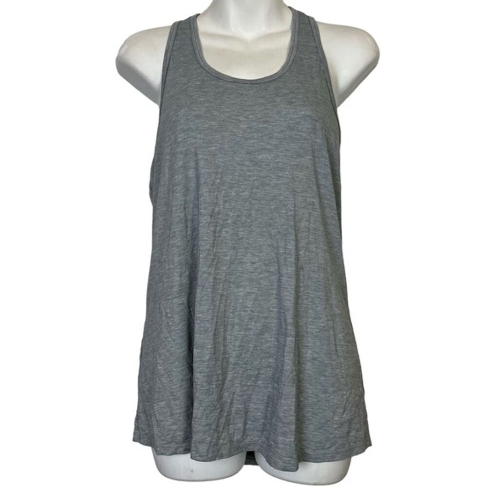 ATHLETA Heather Gray Open Vent Back Sleeveless Top Shirt Workout Athleisure sz S
